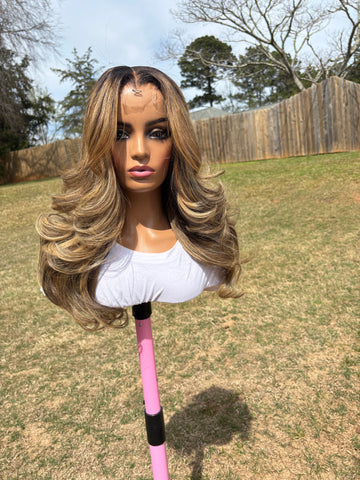 Full highlighted Glueless wig