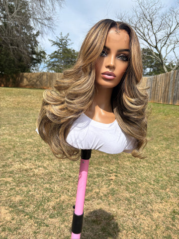 Full highlighted Glueless wig
